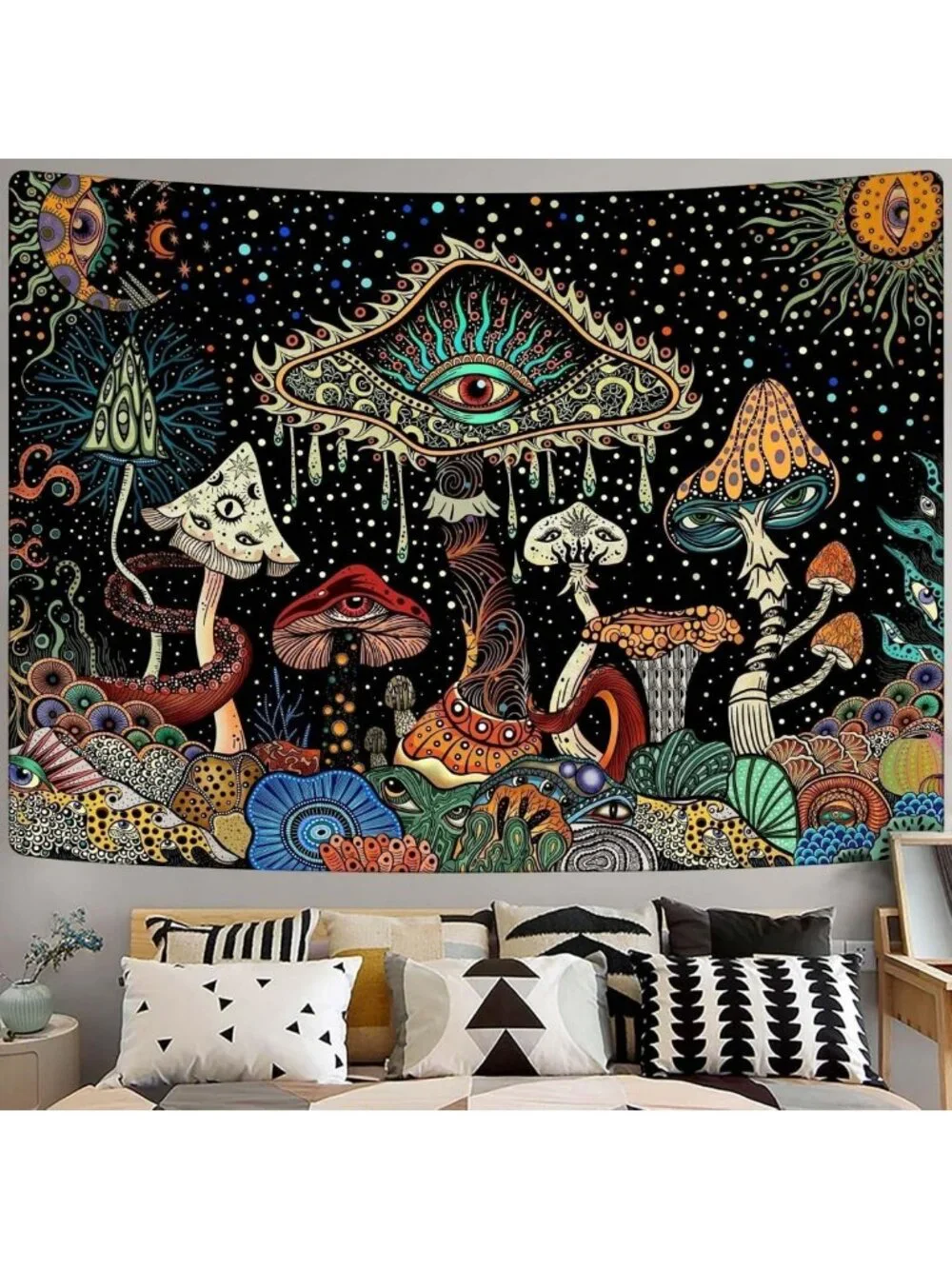 Mushroom Hippie Tapestry - Aesthetic Wall Hanging for Bedroom & Dorm Decor